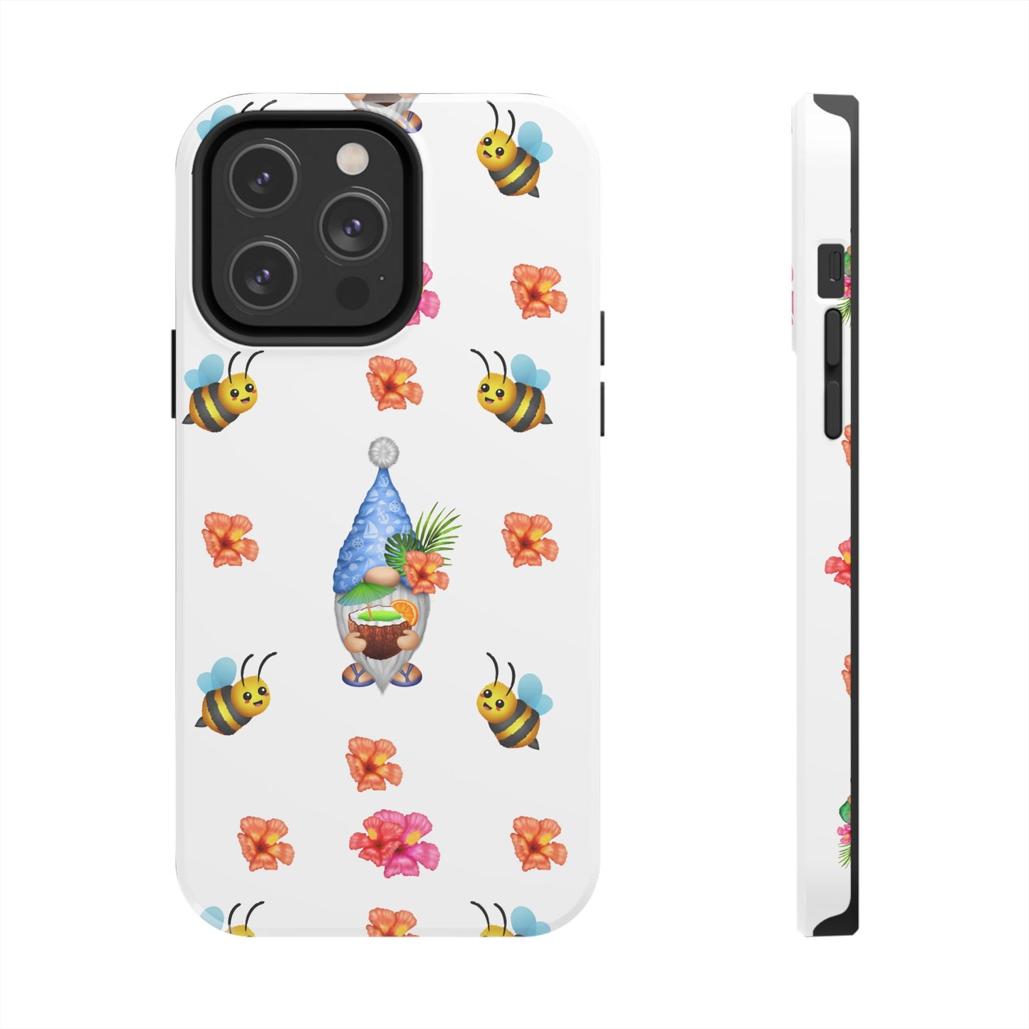 tropical gnome with drink and bees iPhon e 15 case