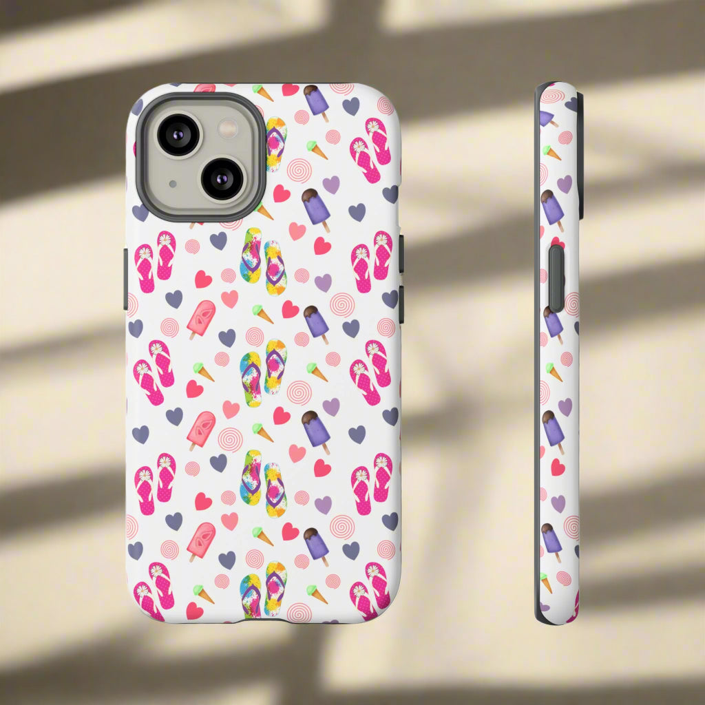 Phone Case Tough Cases - Summer Flip Flops Design