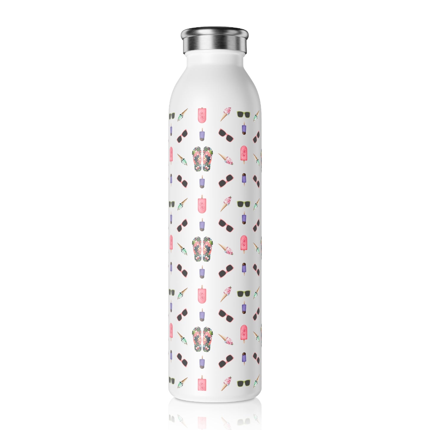 Chic Slim Water Bottle with Summer Patterns - Beach and Fun Design