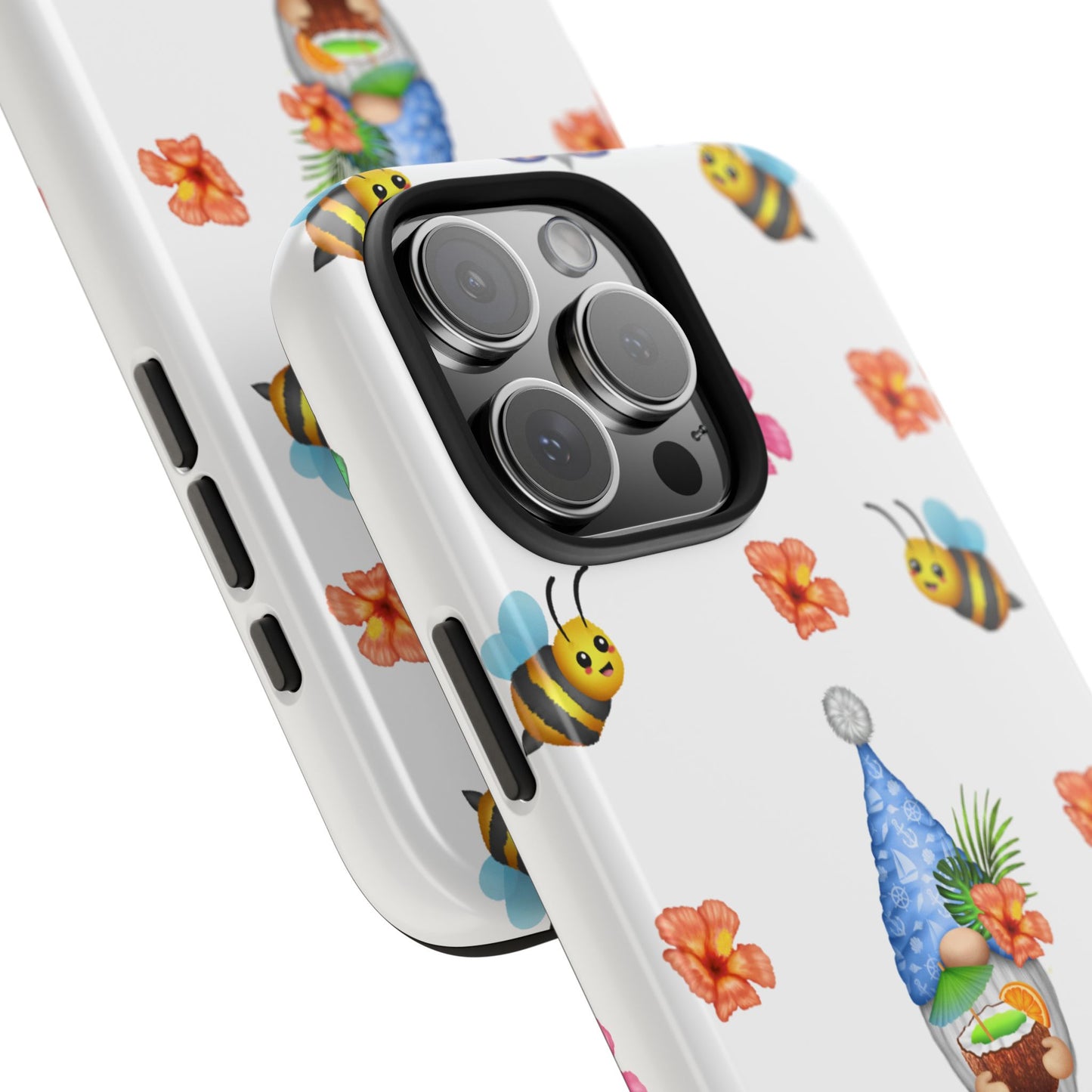 tropical gnome with drink and bees iPhon e 15 case