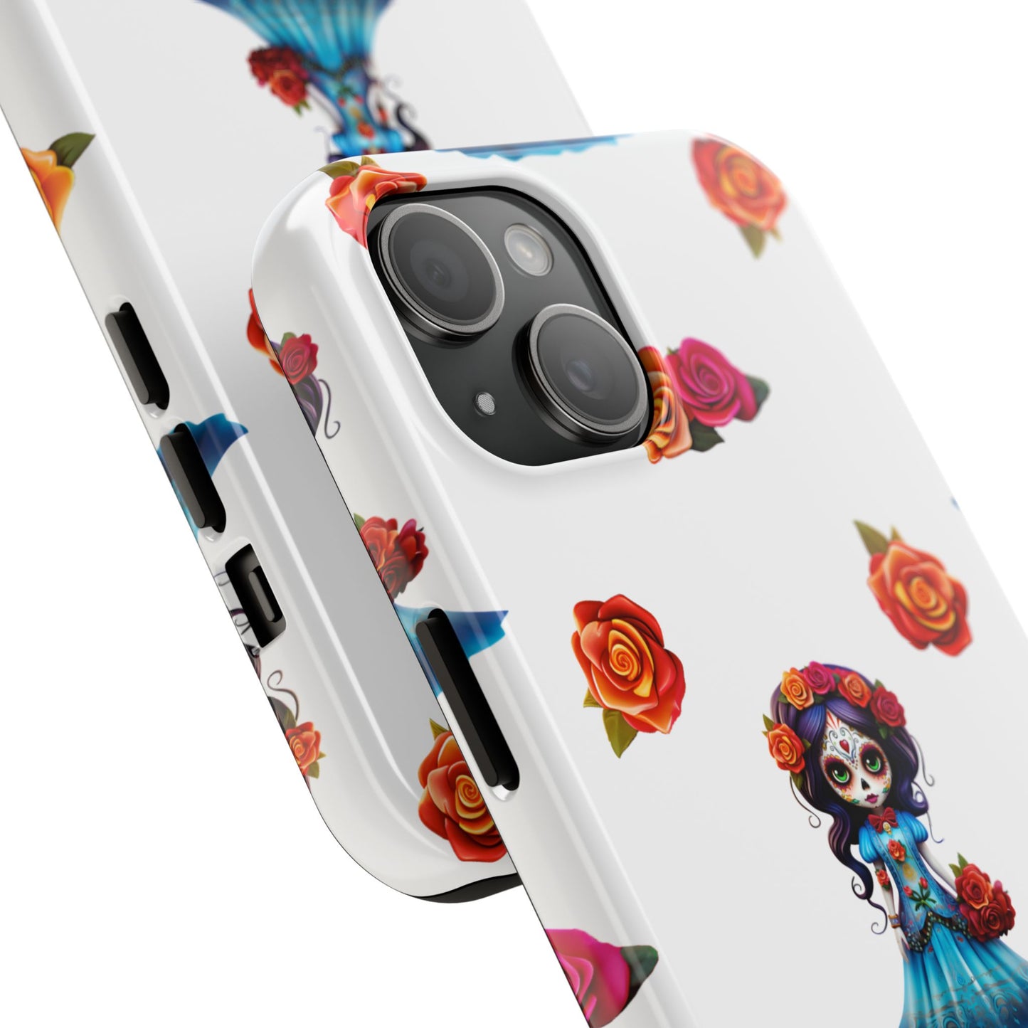 Phone Case - Blue Sugar Skull Day of the Dead Pattern