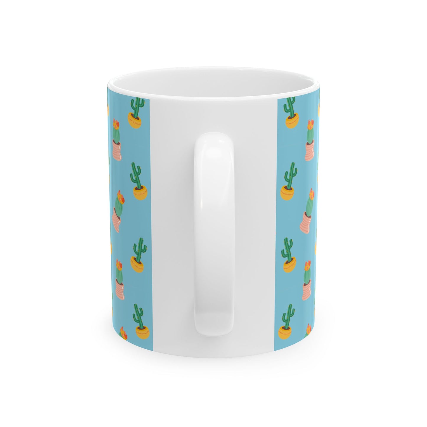 Cactus Pattern Ceramic Mug, Cute Coffee Cup, Plant Lover Gift, Home Decor, Kitchen Accessory, Birthday Present