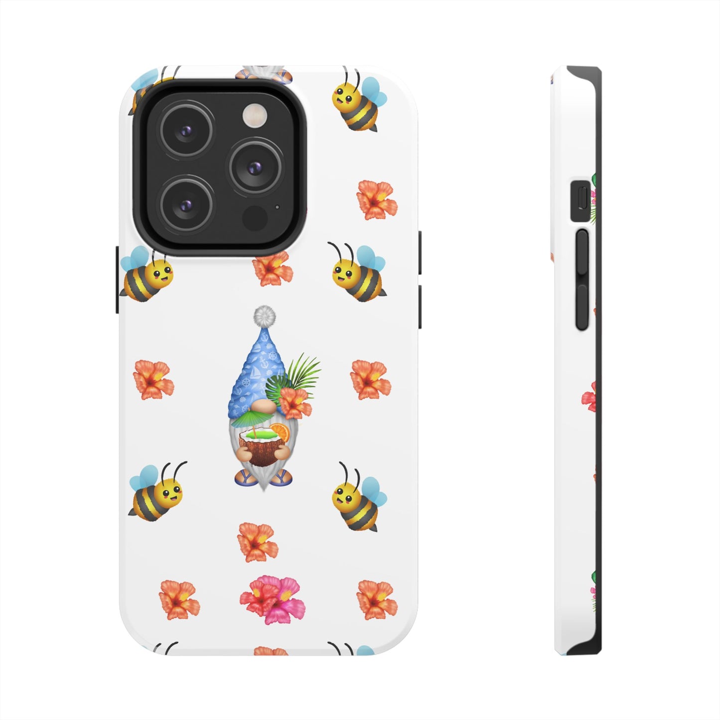 tropical gnome with drink and bees iPhon e 14 case