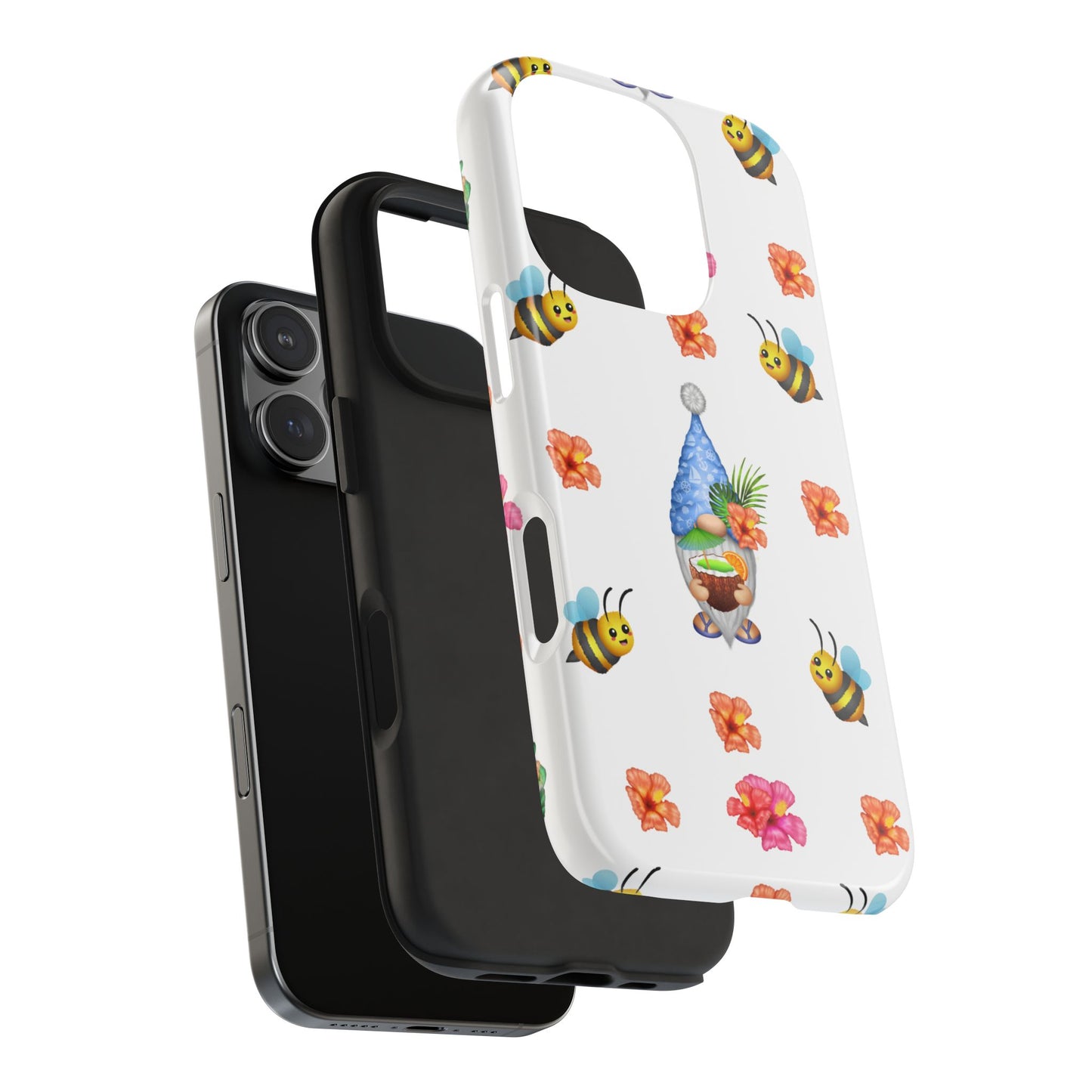 tropical gnome with drink and bees iPhon e 15 case