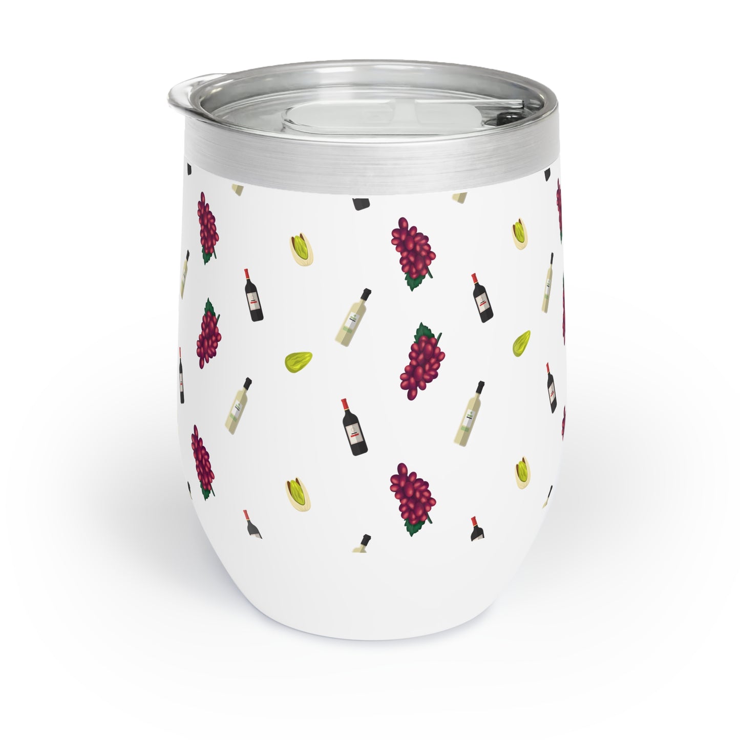 Wine Tumbler - Grapes and Wine Bottles Design