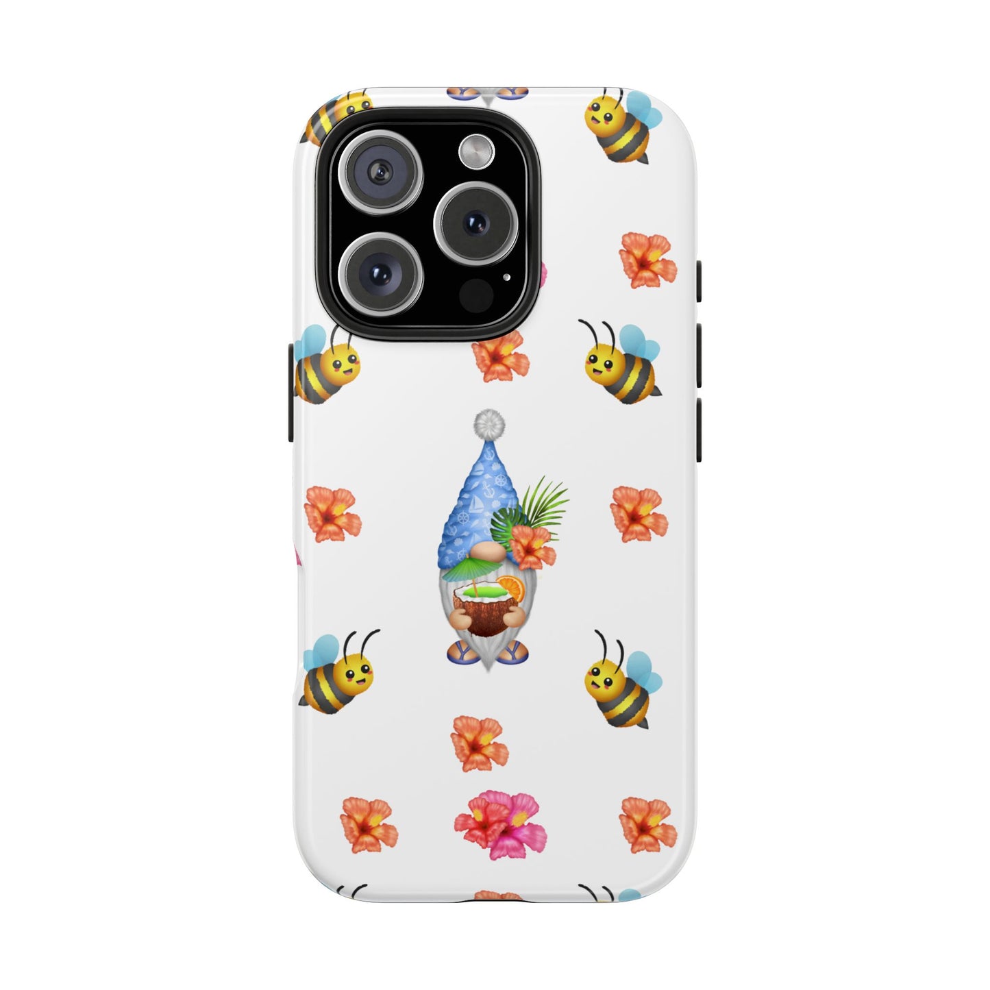 tropical gnome with drink and bees iPhon e 15 case