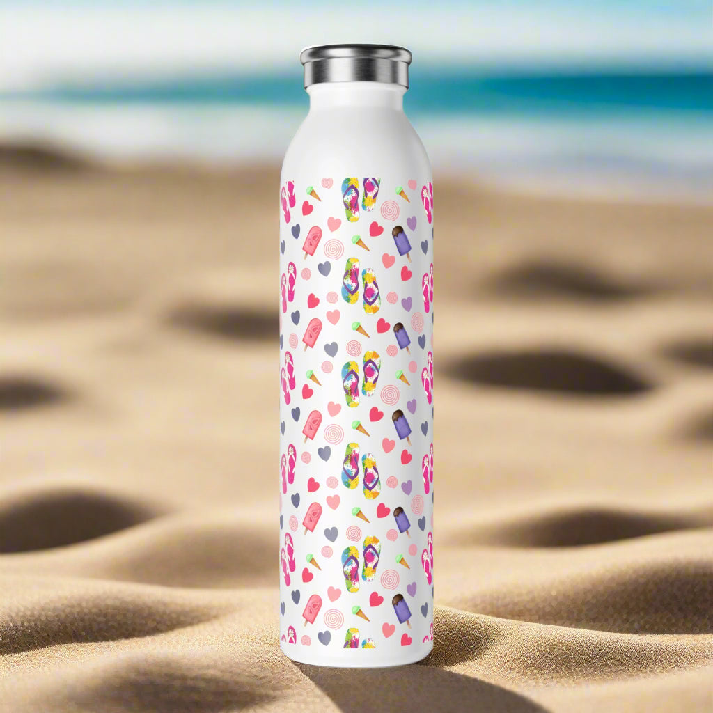 Colorful Flip Flop Slim Water Bottle | Summer Vibes Hydration