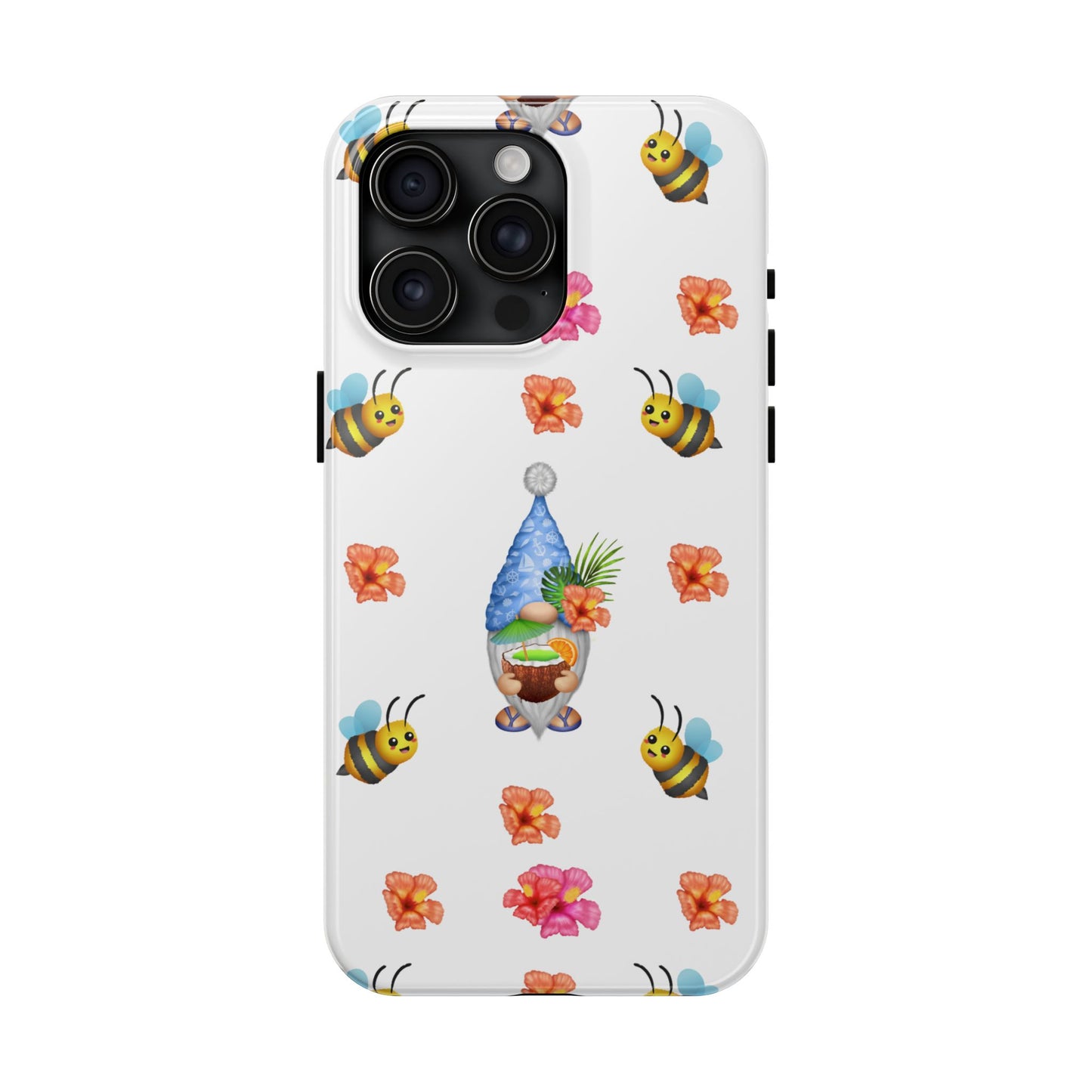 tropical gnome with drink and bees iPhon e 15 case