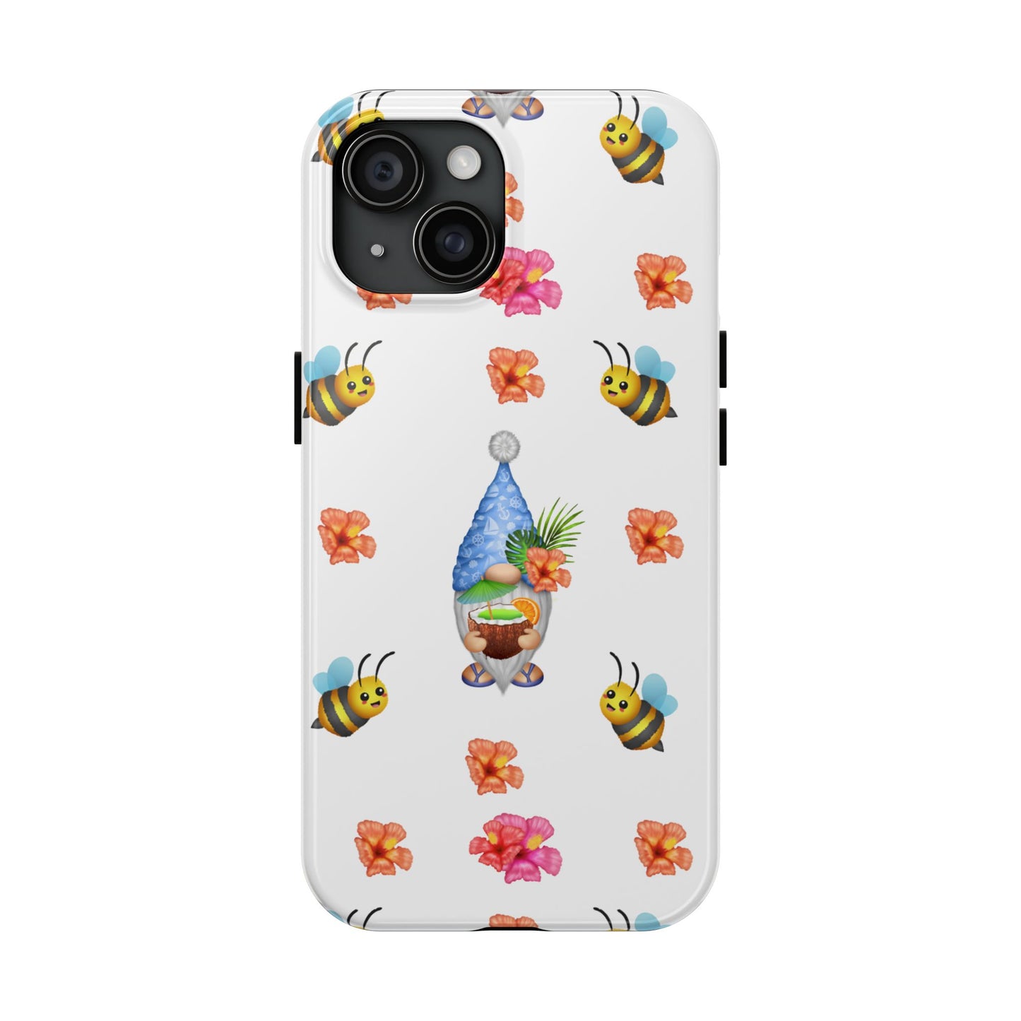 tropical gnome with drink and bees iPhon e 14 case
