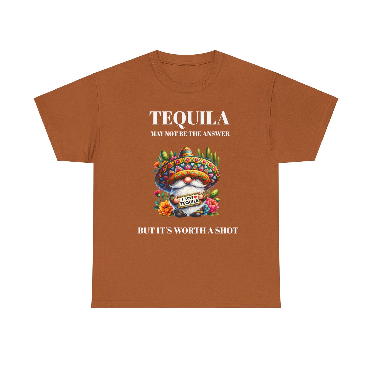 Tequila may not be the answer but its worth a shot with Mexican style gnome. On rust orange