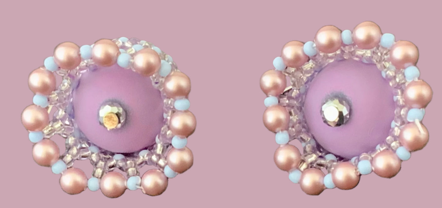 inside of purple and blue bel shaped earrings