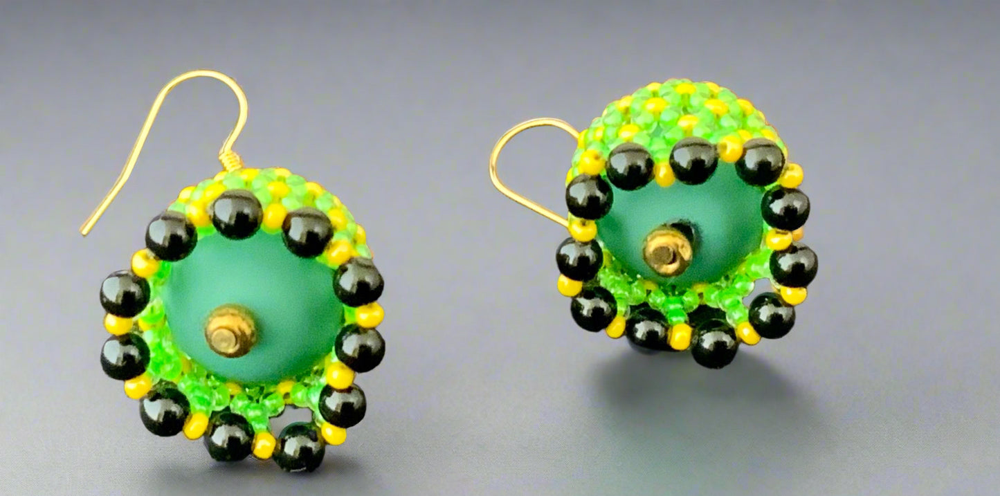 Beaded bell shaped earrings