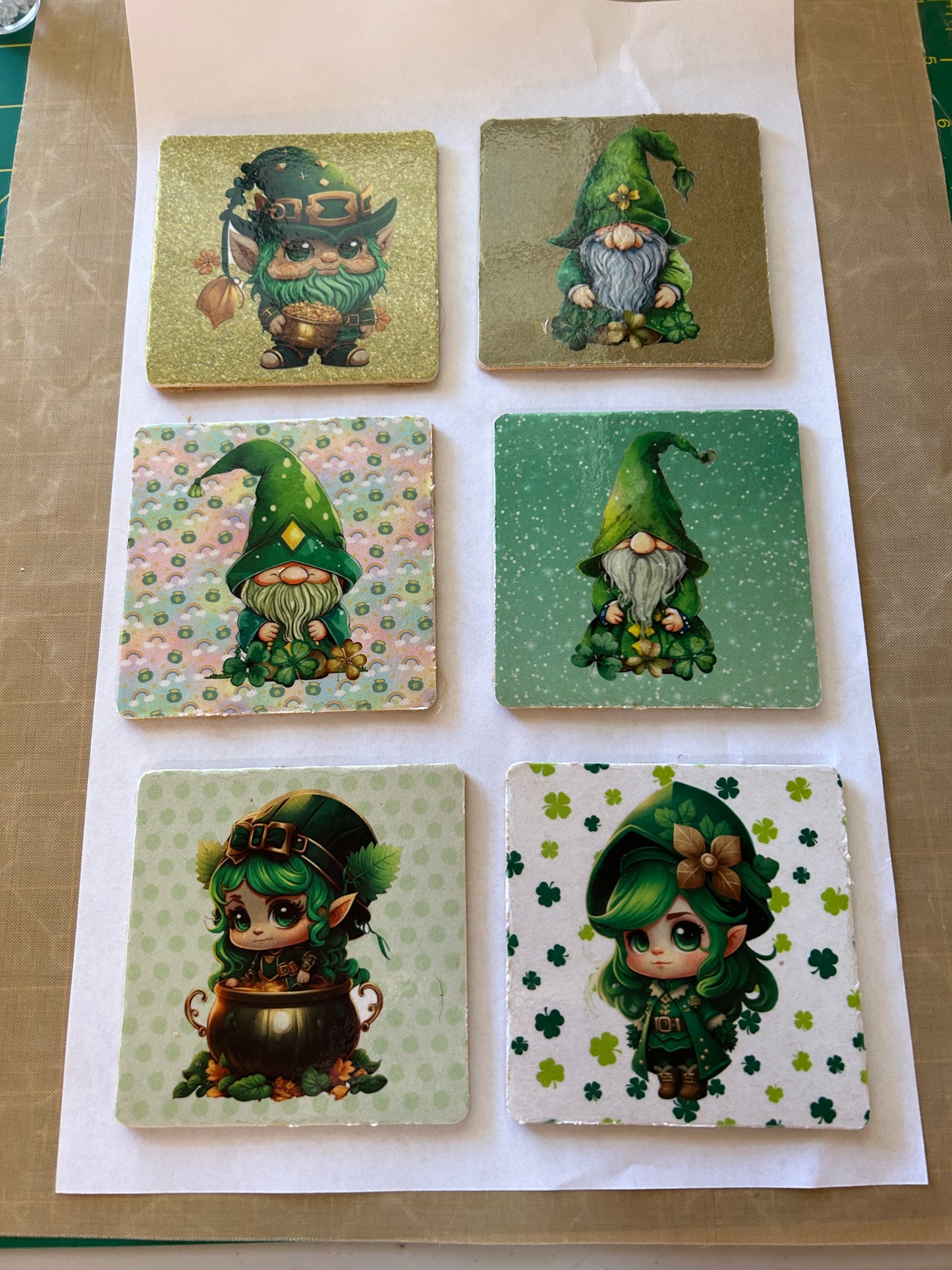 St Patricks day design on 4" hardboard coaster