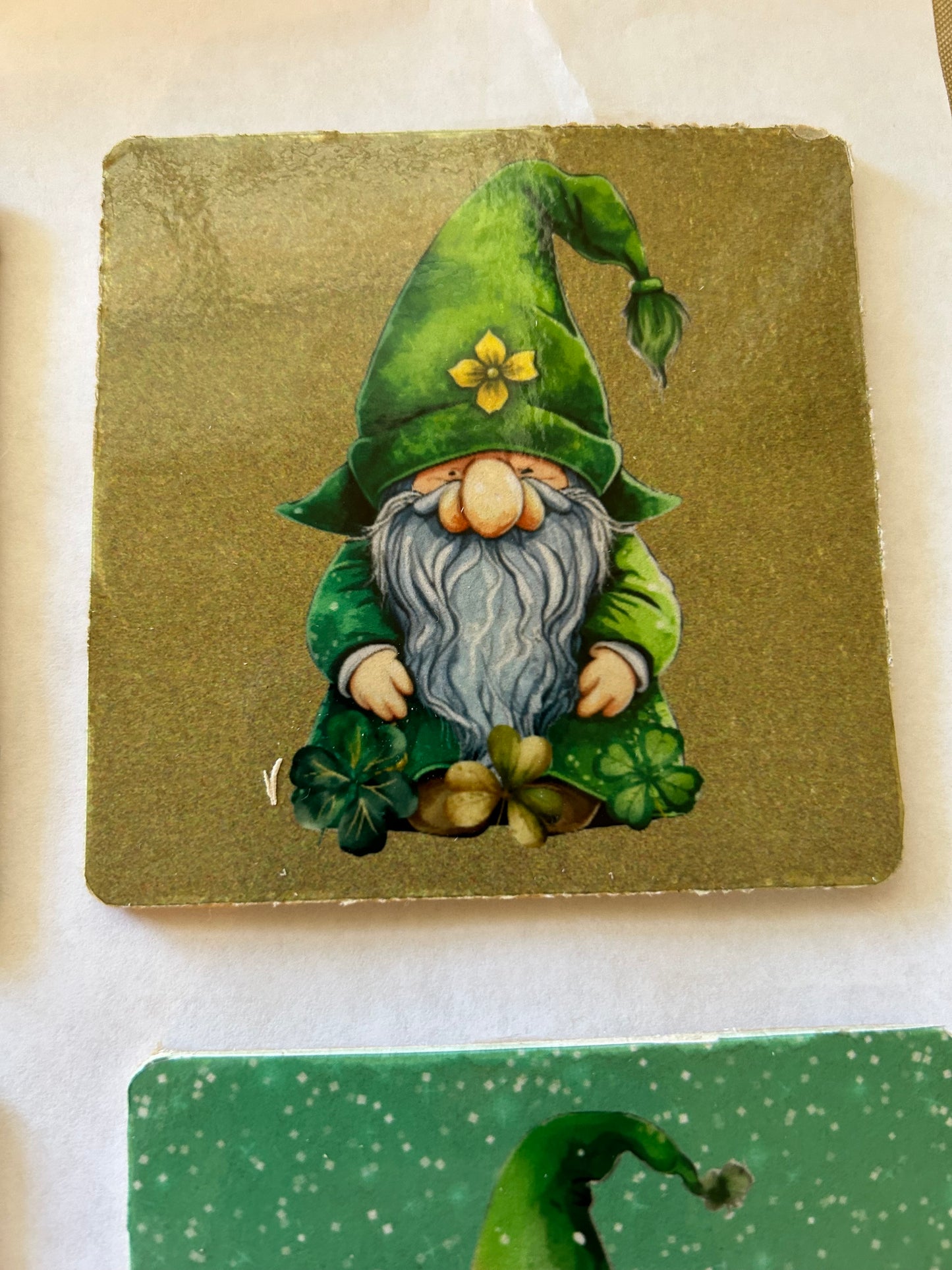 St Patricks day leprechaun design on 4" hardboard coaster