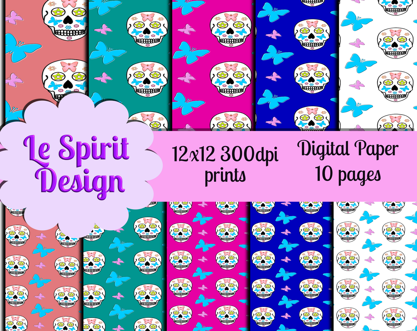 digital paper with day of the dead skull pattern