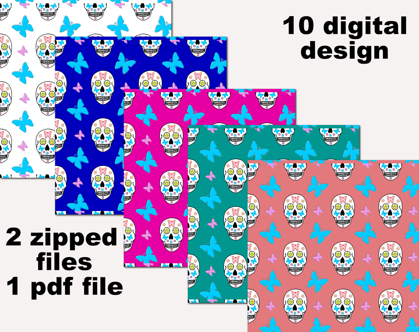 digital paper with day of the dead skull pattern