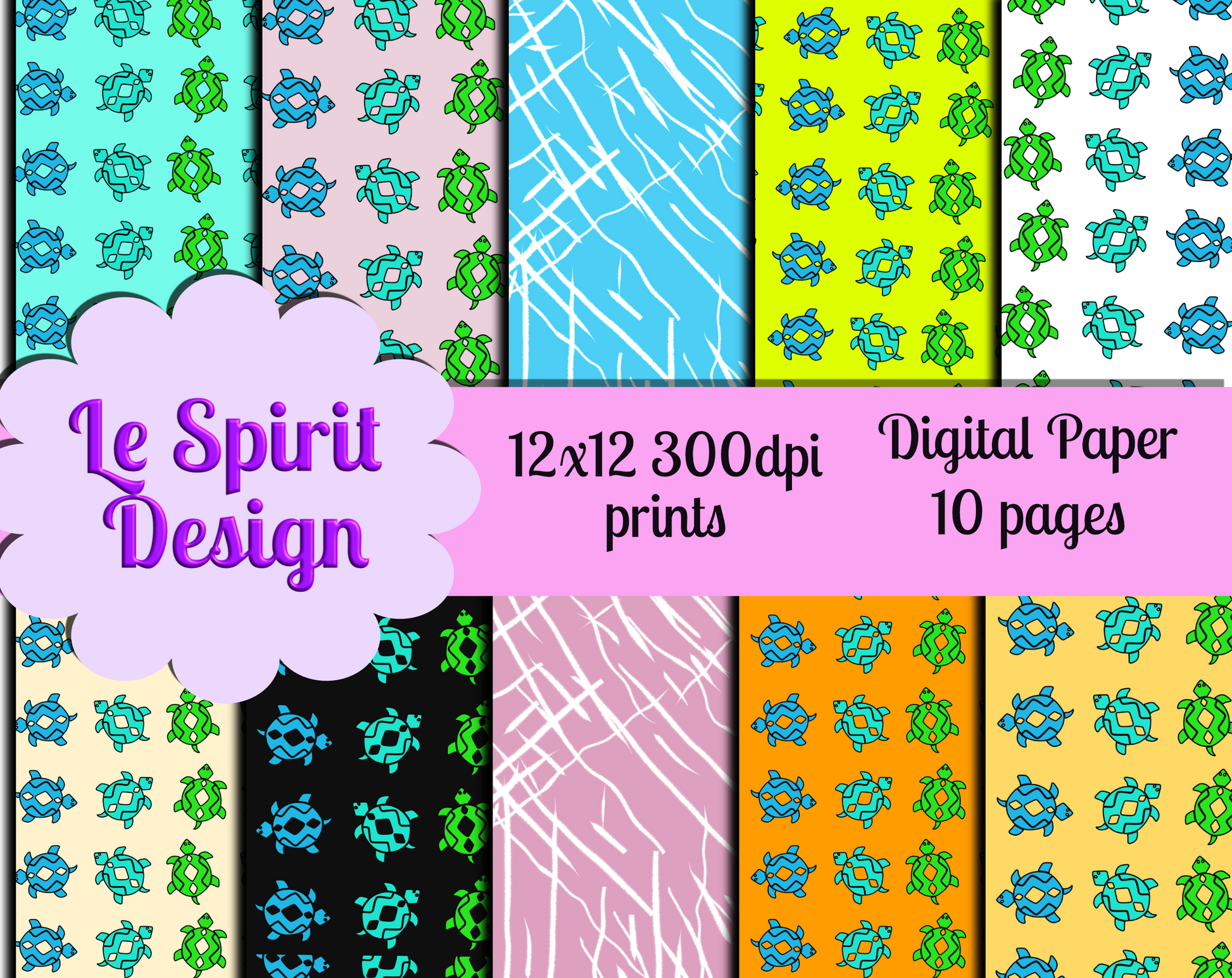 digital paper with southwest turtle pattern