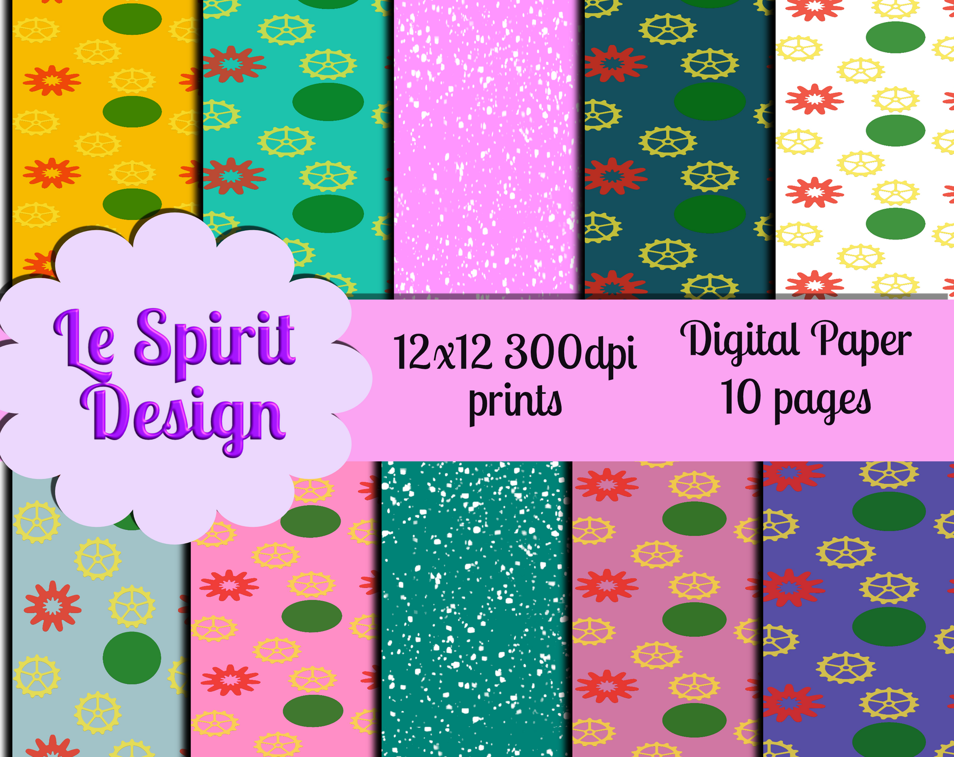 digital paper high resolution jpgs of gears pattern paper