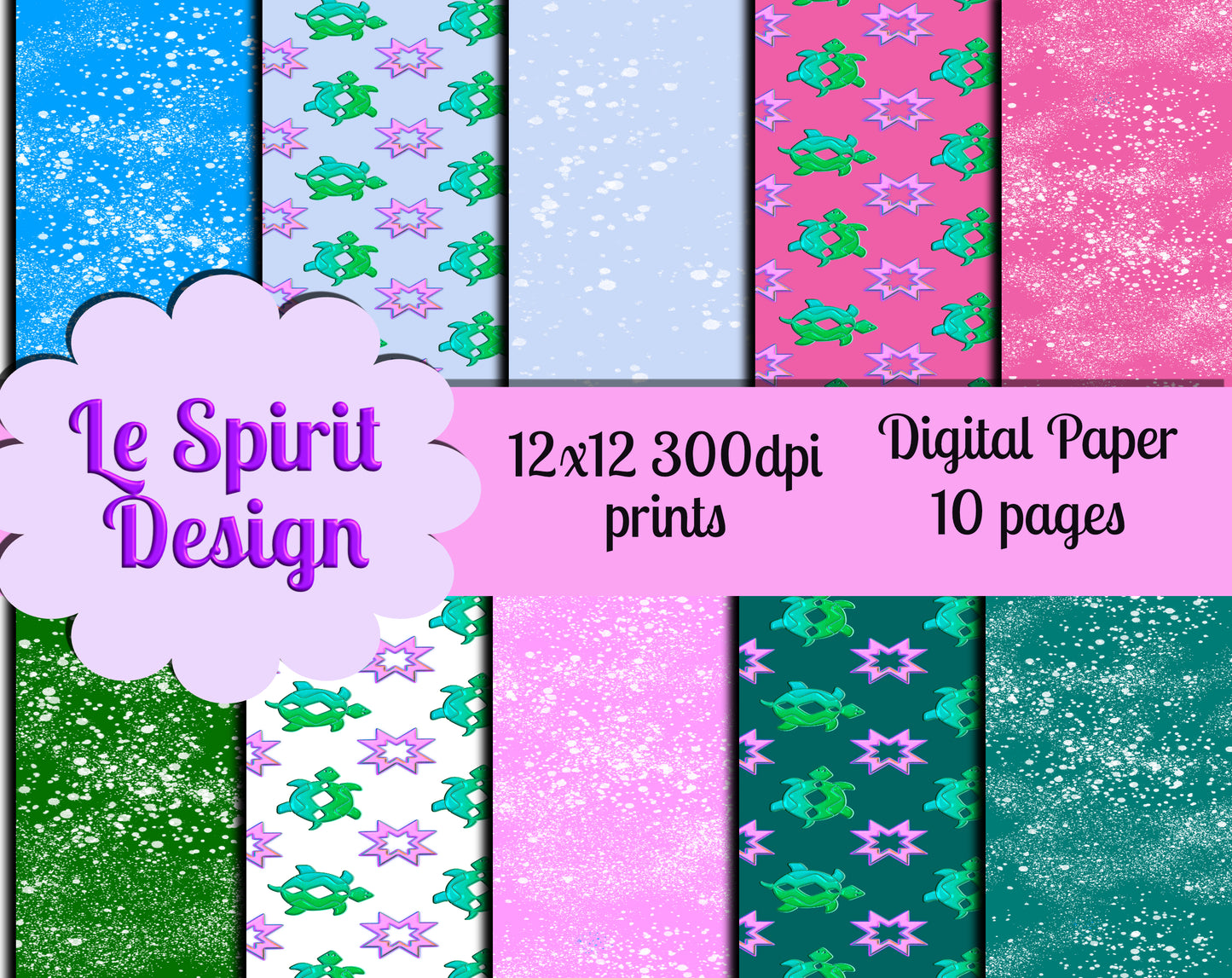 digital paper with southwest turtle pattern