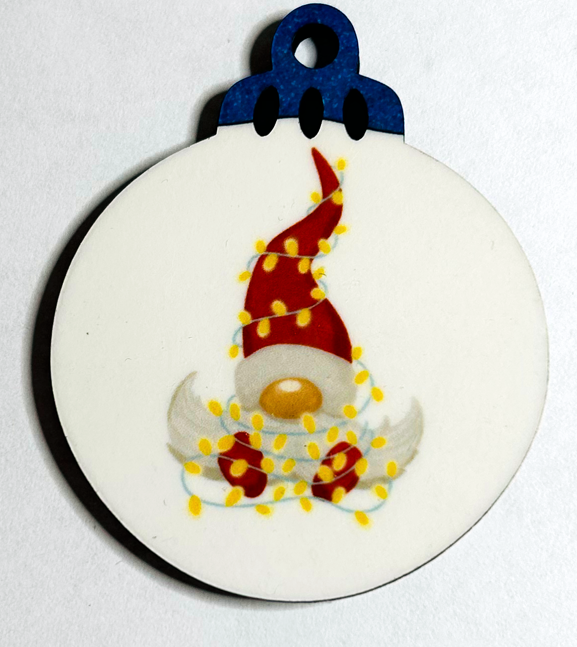 gnome with lights on 2" MFD ornament