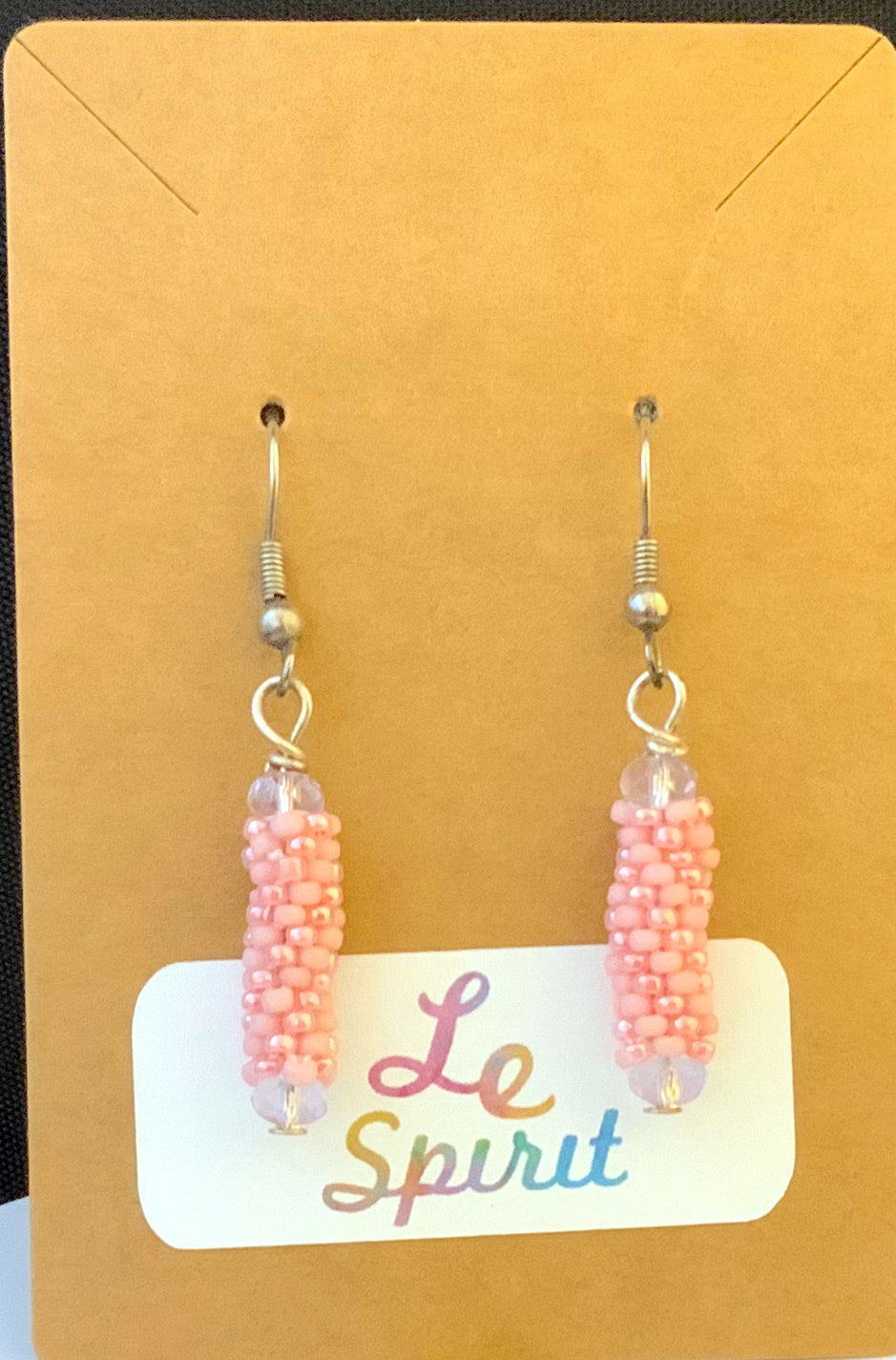pink and crystal barrel earrings
