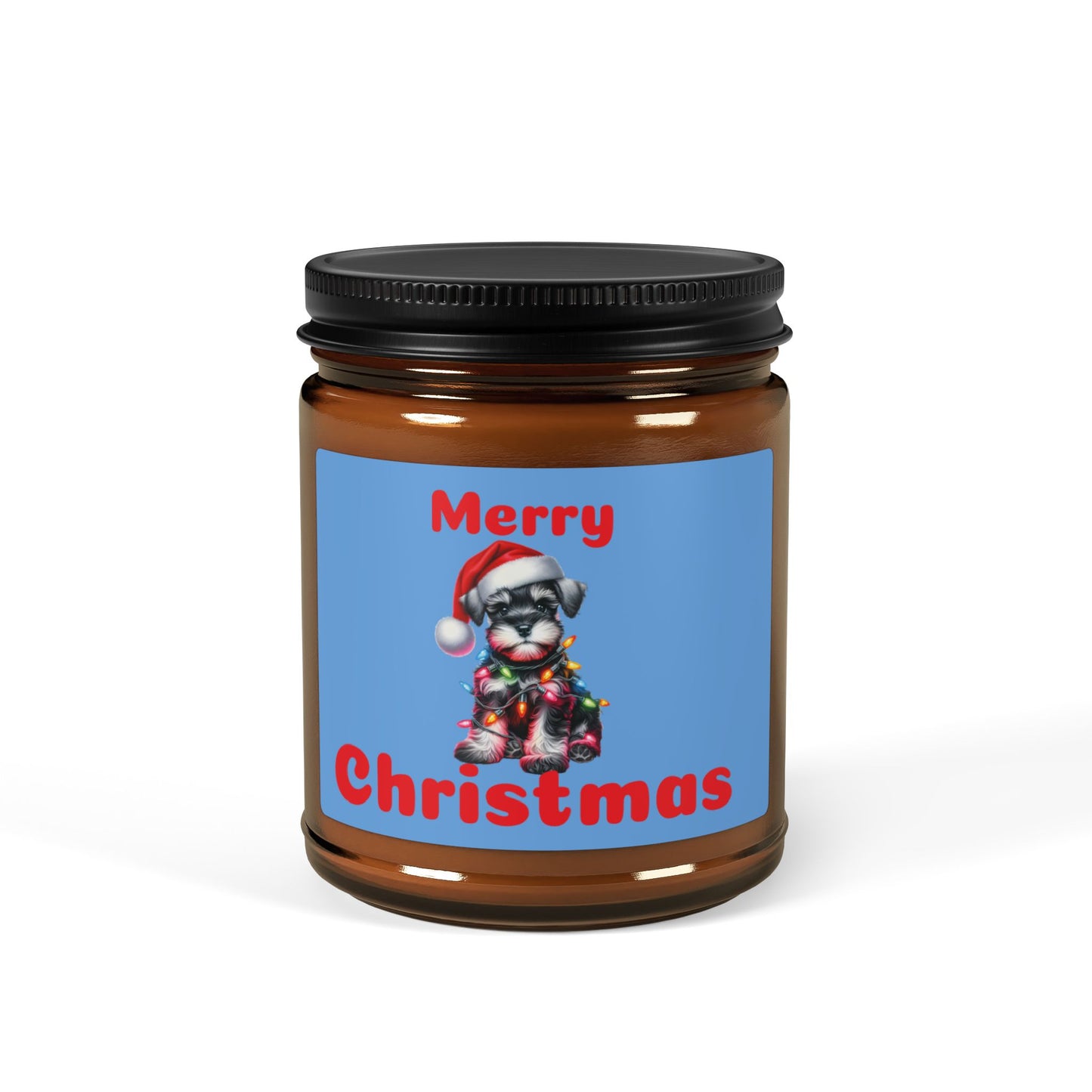 Soy Candle - Cute Christmas Schnauzer Design