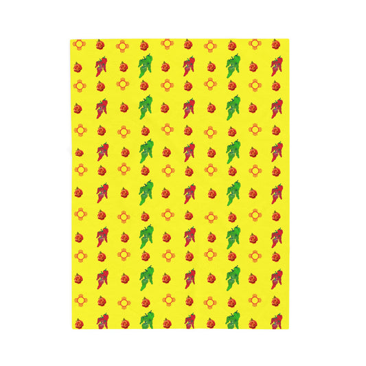 Plush Blanket - New Mexico  Symbols Chili Red and Green Design