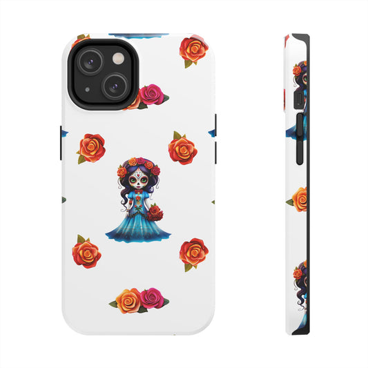 Phone Case - Blue Sugar Skull Day of the Dead Pattern