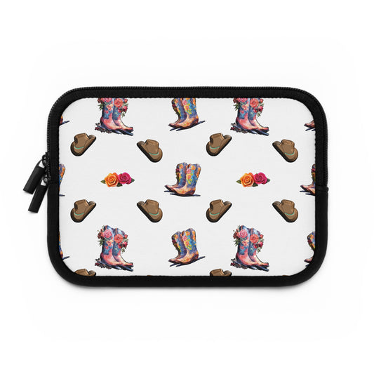 Laptop Sleeve Western Boots Floral Design
