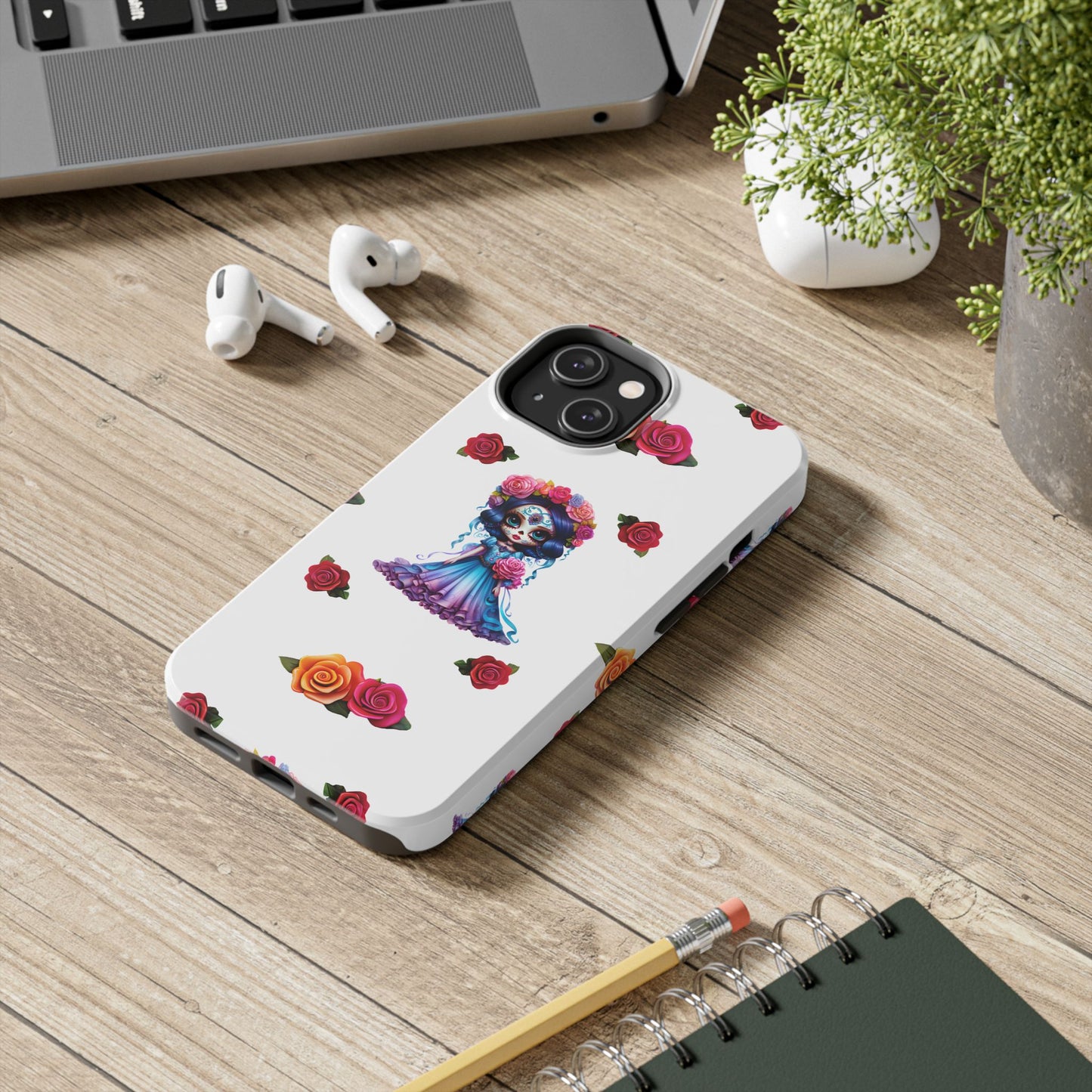 Phone Case - Purple Sugar Skull Day of the Dead Design