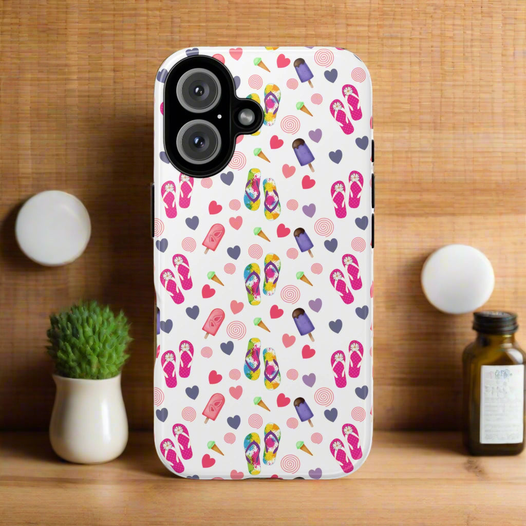 Phone Case Tough Cases - Summer Flip Flops Design