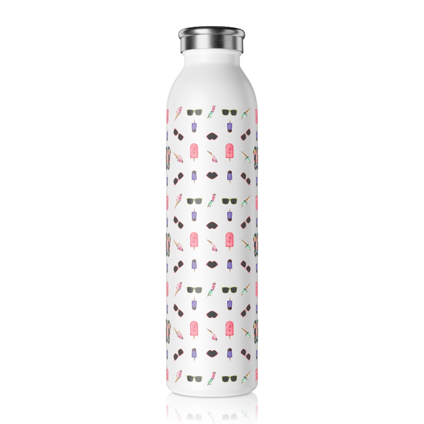 Chic Slim Water Bottle with Summer Patterns - Beach and Fun Design