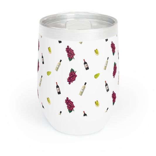 Wine Tumbler - Grapes and Wine Bottles Design